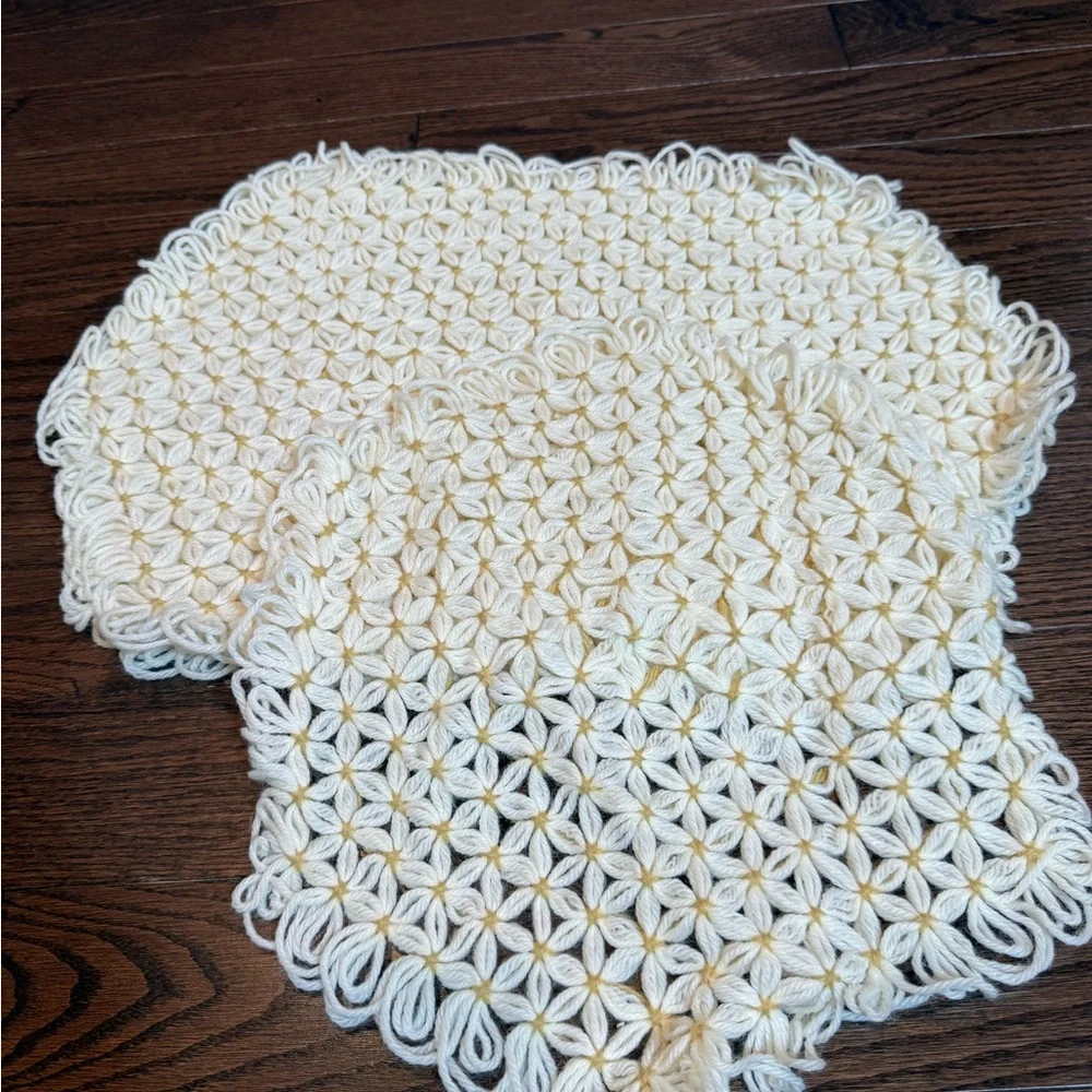 Handmade Crochet Doily Set in Cream- 4 pieces